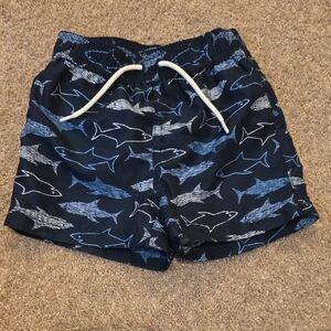 Janie and Jack Navy Shark Pattern Swim Shorts